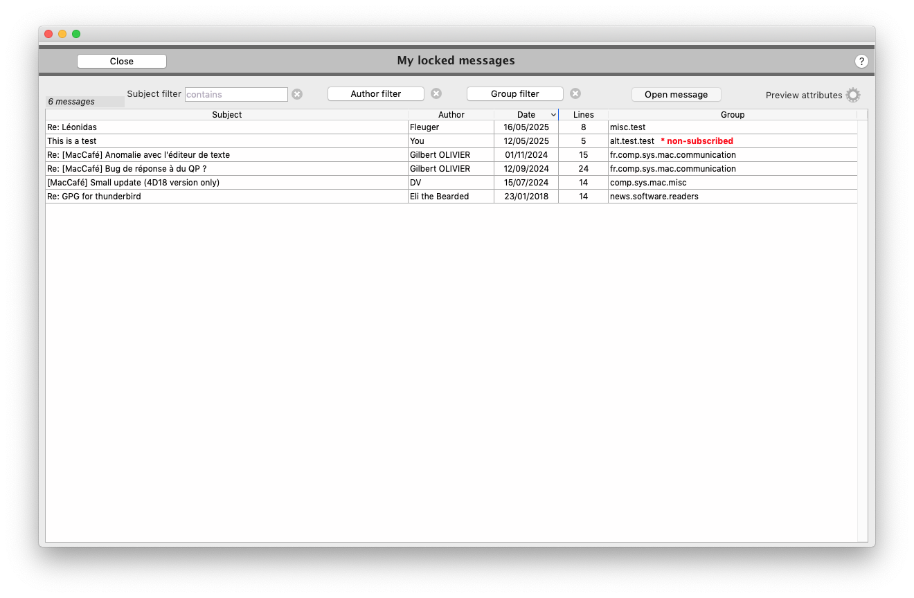 My locked messages window