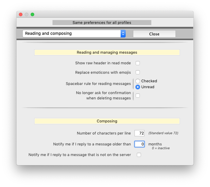 Preferences Reading and composing