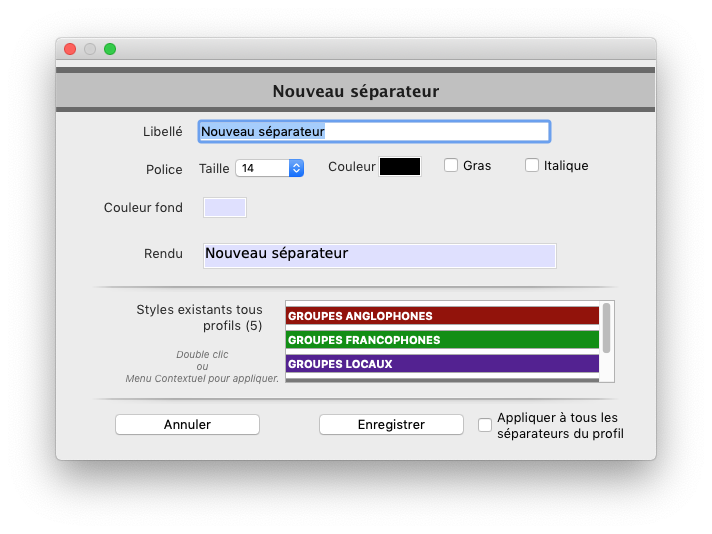 Dialogue Nouveau séparateur