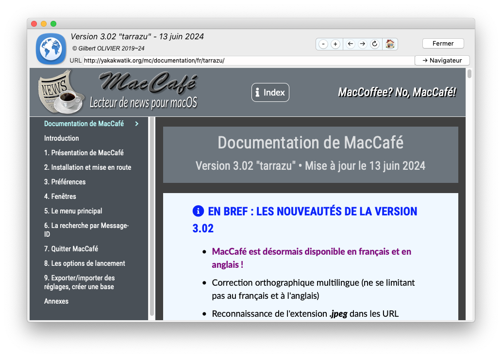 Fenêtre Documenntation