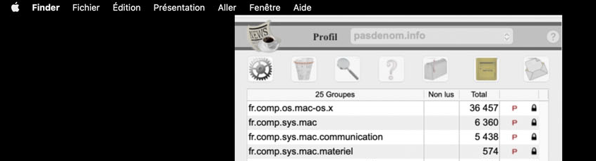 Fenêtre partiellement masquée par le menu
