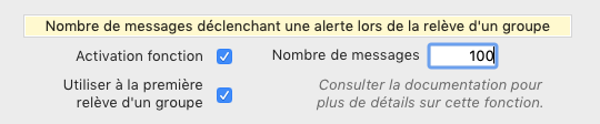 Options liées à la limite des messages à relever