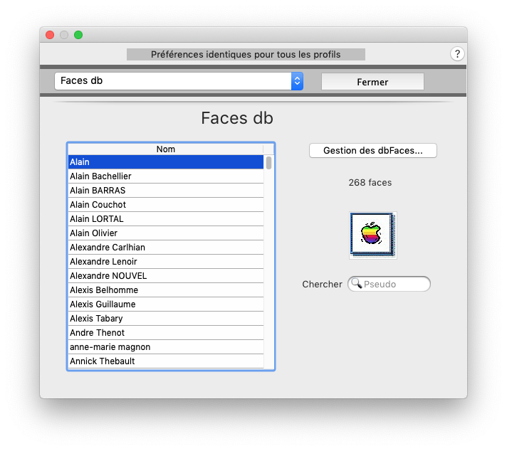 Préférences DB Faces