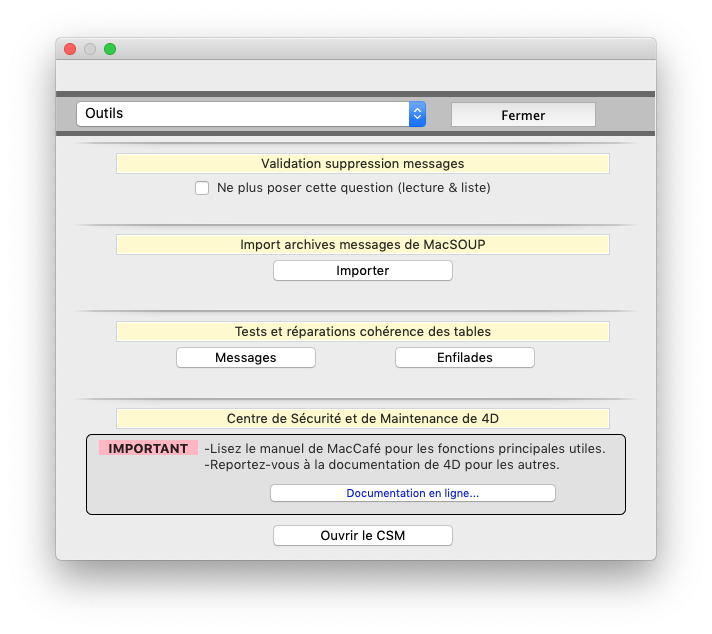 Préférences Outils
