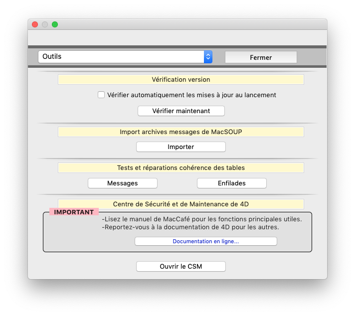 Préférences Outils